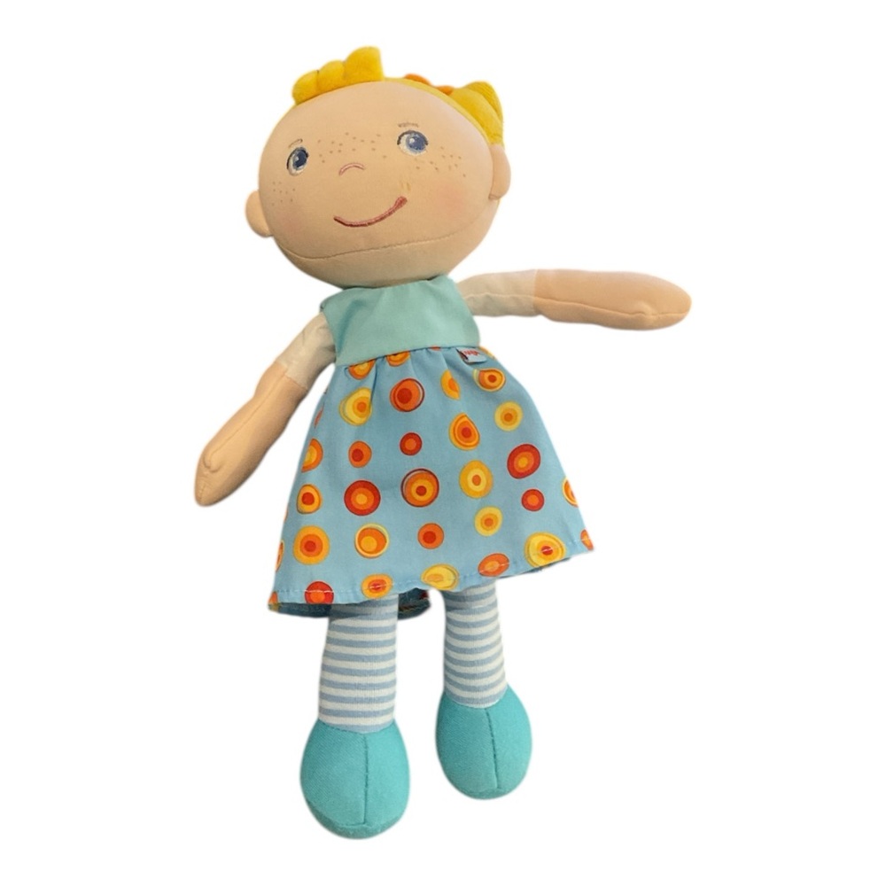 HABA Snug Up Edda Plush Soft Doll 10" Blonde Hair Embroidered Face